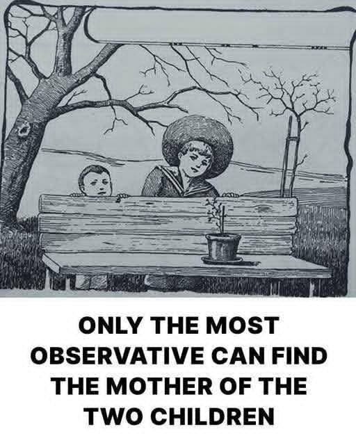 This old illusion baffles the brain: find the mother of two children in 5 seconds