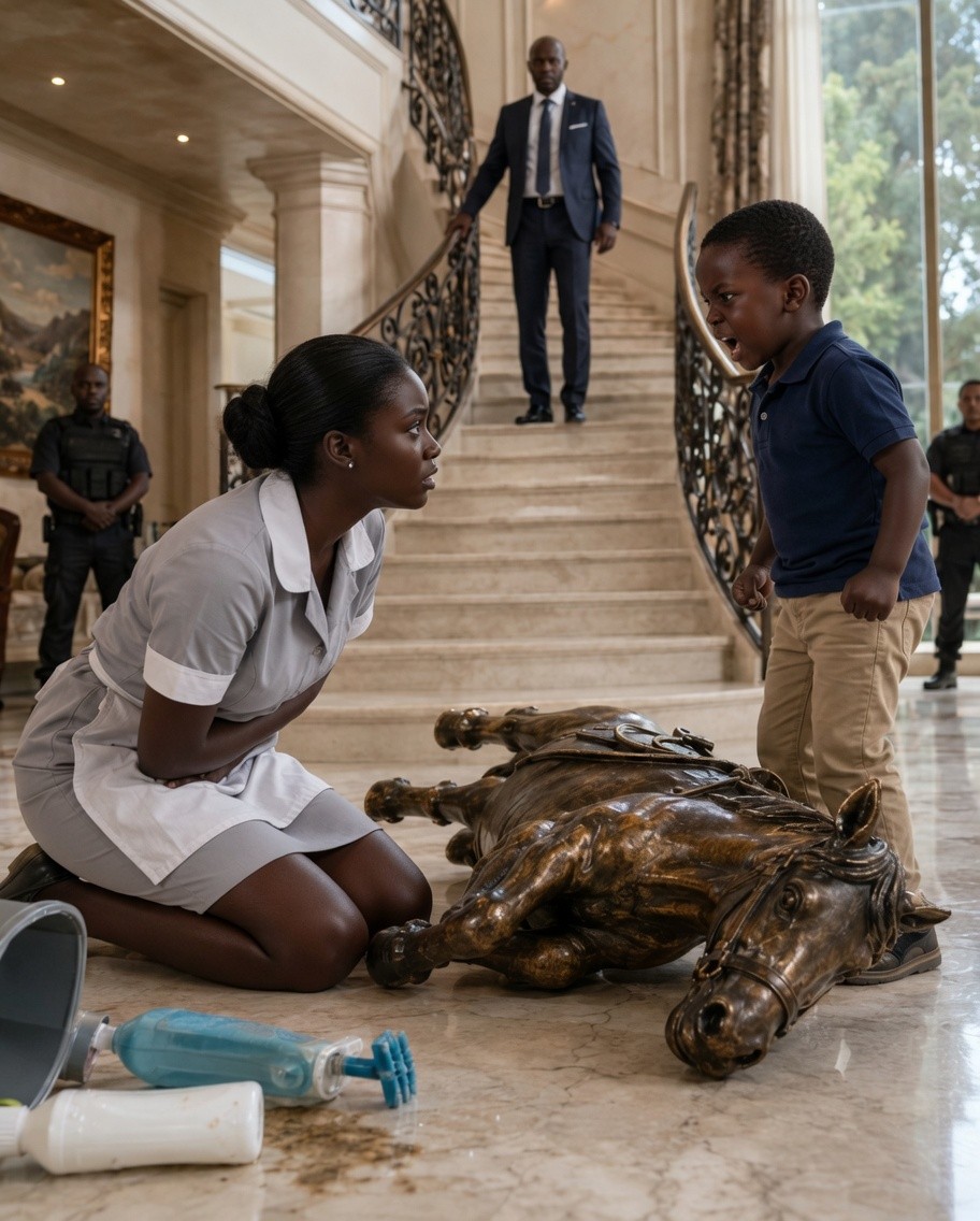 The housekeeper knelt in front of the most feared man’s son after he attacked her.