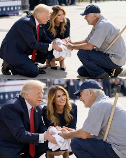 A POWERFUL AND EMOTIONAL MOMENT ON THE POLITICAL STAGE: WHEN Donald Trump AND Melania Trump KNEELED BEFORE AN ELDERLY JANITOR