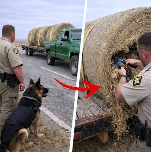 K9 Kept Barking at Hay Bales on Highway, Deputy Cut It Open and Turned Pale…//…
