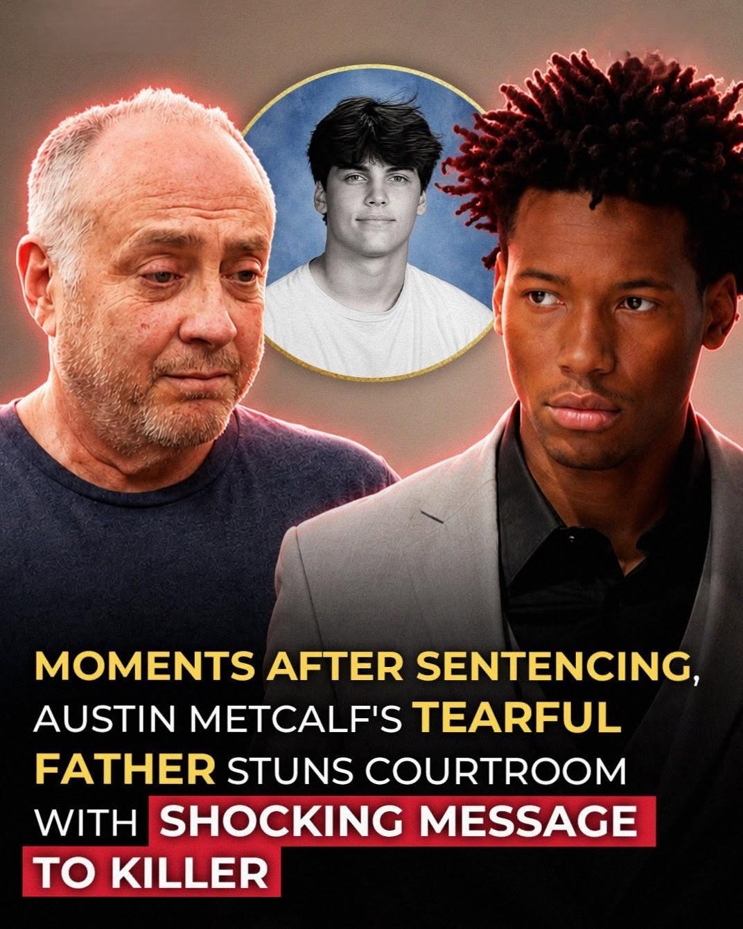 Austin Metcalf’s Family Delivers Emotional Statements as Karmelo Anthony Receives 35-Year SentenceThey had waited more than a year for this moment, but nothing about it felt like justice. In carefully measured voices that kept breaking, Austin Metcalf’s family tried to describe the shape of a life shattered in seconds on a bright Texas morning. His mother spoke of conversations held in silence at a headstone, of walking past an empty bedroom that still smells like her son. His aunt remembered a gentle teenager who carried younger cousins on his back and never seemed to tire of hugging the people he loved.  Then Austin’s father stepped forward and turned the courtroom into a confessional of rage and ruin. He honored his son’s promise, the scholarship created in his name, and the leader he would never become. Looking straight at Karmelo, he delivered the line that froze the room: “You can’t even look me in the eye right now, but you can stab my son in the heart.” Around him, Austin’s twin brother clung to faith, wrestling with forgiveness while facing birthdays, weddings, and children his brother will never see. The 35‑year sentence landed, but felt unbearably small beside a lifetime of empty chairs and unfinished conversations. The case is closed. Their sentence is forever.