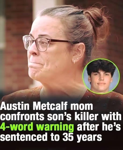 Last year, Austin Metcalf lost his life in a stabbing incident at a Texas track meet. Karmelo Anthony, identified as the perpetrator, was recently sentenced to 35 years in prison. His mother has now spoken out with a heartbreaking message. (Check first in all comments👇)