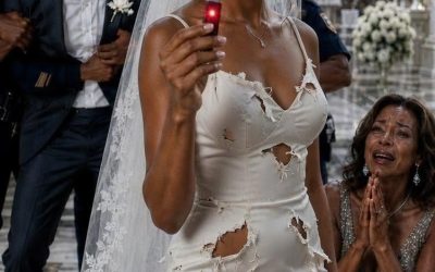 I walked down the aisle with a split lip and a torn veil. My groom smirked at his friends. “She needed a reminder of who’s boss before we sign the papers,” he laughed loudly. The entire congregation, including his mother, chuckled. At the altar, he handed me a gold pen, expecting me to quietly sign away my late father’s M company. I didn’t cry. I calmly looked him in the eye, snapped the expensive pen in half, and reached deep into my bridal bouquet. The item I pulled out made his smug face go deathly pale.