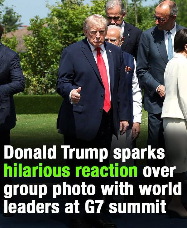 Donald Trump sparks hilarious reaction over group photo with world leaders at G7 summit