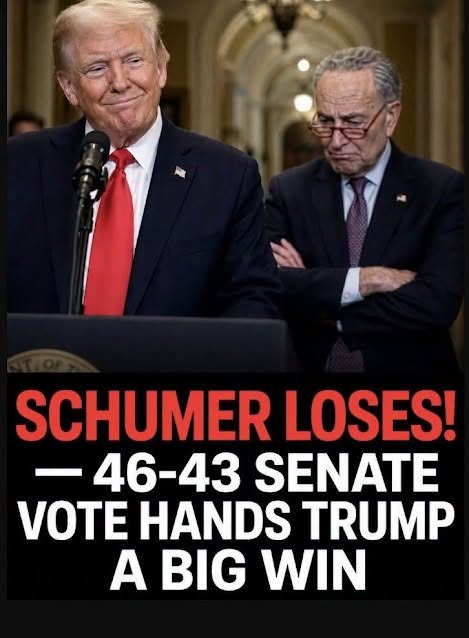 SCHUMER LOSES! — Senate Votes 46-43 – Trump Gets His Way