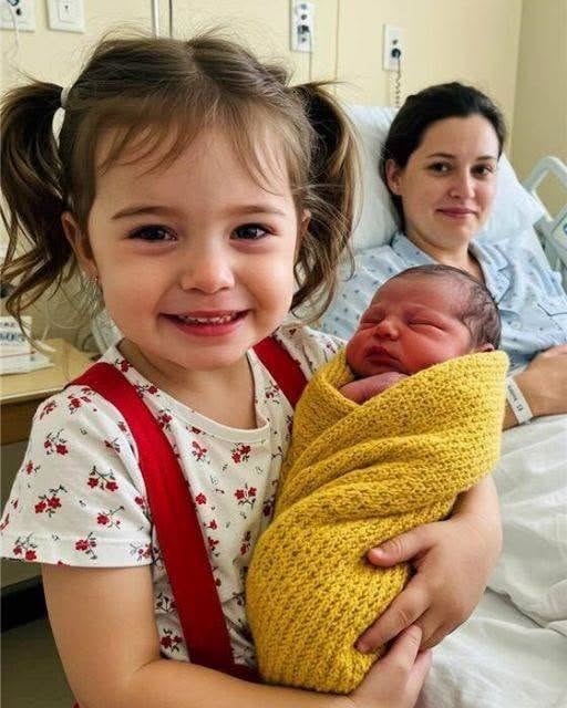 MY DAUGHTER WAS THRILLED TO HOLD HER NEWBORN SISTER—UNTIL SHE WHISPERED ONE WORD THAT SHOOK ME TO MY CORE ==== She sat cross-legged at the edge of the hospital bed, her little hands trembling as they gently cradled the bundle in her lap. My oldest, Lina—just four years old, dressed in her favorite red suspenders and crooked ponytail—looked like she was holding the universe. Her eyes sparkled with something beyond excitement. Reverence, maybe. Or… something I couldn’t place. The room smelled of antiseptic and warm skin. My body ached from the birth, stitches pulling with every breath, but all I could feel in that moment was gratitude. I had worried endlessly during the pregnancy—how would Lina adjust? Would she feel forgotten? But there she was, beaming. Whispering soft “shh” sounds. Rocking just slightly. Everything seemed perfect. Then, she leaned forward. Her face nearly touching her newborn sister’s. And she whispered, “Now I have someone.” I smiled through tears. “Someone to what, baby?” She didn’t look up. Still watching the baby, still swaying. “To keep the secrets with,” she whispered. I felt a chill crawl up my spine. “Secrets?” I asked, trying to sound calm. She finally looked up at me then—eyes wide, too knowing, too old. She nodded slowly, her voice clear now. “Like the ones I don’t tell Daddy.” And before I could speak, before I could push the panic down or reach for her tiny hand, she leaned in again and whispered something else. Something that made the heart monitor skip a beat. Something that made the nurse in the doorway freeze. She said— (Continued in the first —what Lina revealed next changed everything I believed about our home…)