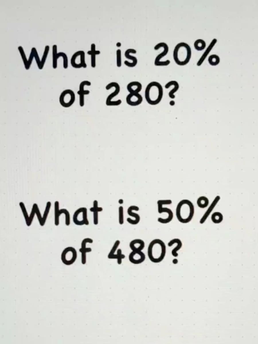 20% of 280 and 50% of 480 – Can You Solve It Without a Calculator?