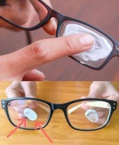 Scratches on glasses: don’t waste money: apply a little and they’ll disappear instantly.
