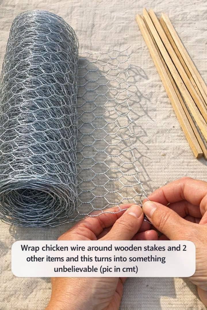 Wrap Chicken Wire Around Wooden Stakes and 2 Other Items to Create a Stunning Living Moss Wall Planter