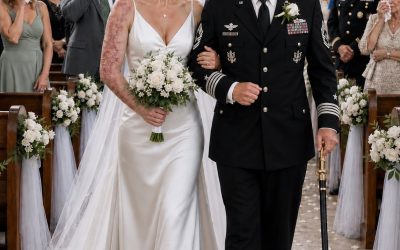 My father saw my scars and refused to walk me down the aisle. As I held back tears, a four-star Navy admiral entered, offered his arm, and said, “I know exactly how you earned them, Lieutenant.”