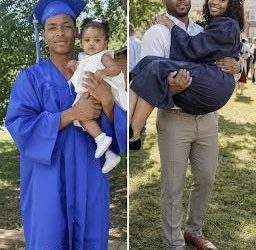 My dad raised me on his own after my mom left me behind at 3 months old in his bike basket — 18 years later, she showed up and interrupted my graduation with a shocking claim. My dad never expected to become a father at seventeen. Especially not the night before his high school graduation. According to the story he’s told me my whole life, he was heading home from a late shift when he noticed something unusual leaning against the fence outside his house. His old bike. And in the basket on the front… A BABY. Me. There was a note tucked into the blanket. Just two short sentences. “She’s yours. I can’t do this.” That was the first and last time anyone ever heard from the woman who gave birth to me. My dad didn’t even know she had been pregnant. The next morning, he walked into his graduation ceremony holding his cap and gown in one hand—and me in the other. We have a photo from that day framed in our living room: an overwhelmed 17-year-old boy in a graduation cap holding a three-month-old baby like she might break if he even breathes wrong. But he didn’t run. He didn’t give me away. He raised me. He worked construction, delivered pizzas at night, skipped college, and even learned how to braid hair from YouTube videos. He packed my lunches, helped with homework, and somehow made sure I never felt like the kid whose mom had disappeared. To me, he was always enough. So when my own graduation day came this year, I didn’t bring a boyfriend. I brought HIM. My dad walked me across the football field where the ceremony was held, trying to act tough even though his eyes were already red. Then, right in the middle of the ceremony, a woman suddenly stood up from the crowd. She walked straight toward us. Her eyes locked onto mine. “My God,” she whispered, her voice trembling. She looked at me for a long moment. Then she said quietly, “Before you celebrate today… there’s something about the man you call your father that you don’t know.” (I know you’re curious about what happens next—so if you want to read more, just comment “YES”