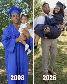 My dad raised me on his own after my mom left me behind at 3 months old in his bike basket — 18 years later, she showed up and interrupted my graduation with a shocking claim. My dad never expected to become a father at seventeen. Especially not the night before his high school graduation. According to the story he’s told me my whole life, he was heading home from a late shift when he noticed something unusual leaning against the fence outside his house. His old bike. And in the basket on the front… A BABY. Me. There was a note tucked into the blanket. Just two short sentences. “She’s yours. I can’t do this.” That was the first and last time anyone ever heard from the woman who gave birth to me. My dad didn’t even know she had been pregnant. The next morning, he walked into his graduation ceremony holding his cap and gown in one hand—and me in the other. We have a photo from that day framed in our living room: an overwhelmed 17-year-old boy in a graduation cap holding a three-month-old baby like she might break if he even breathes wrong. But he didn’t run. He didn’t give me away. He raised me. He worked construction, delivered pizzas at night, skipped college, and even learned how to braid hair from YouTube videos. He packed my lunches, helped with homework, and somehow made sure I never felt like the kid whose mom had disappeared. To me, he was always enough. So when my own graduation day came this year, I didn’t bring a boyfriend. I brought HIM. My dad walked me across the football field where the ceremony was held, trying to act tough even though his eyes were already red. Then, right in the middle of the ceremony, a woman suddenly stood up from the crowd. She walked straight toward us. Her eyes locked onto mine. “My God,” she whispered, her voice trembling. She looked at me for a long moment. Then she said quietly, “Before you celebrate today… there’s something about the man you call your father that you don’t know.” (I know you’re curious about what happens next—so if you want to read more, just comment “YES”