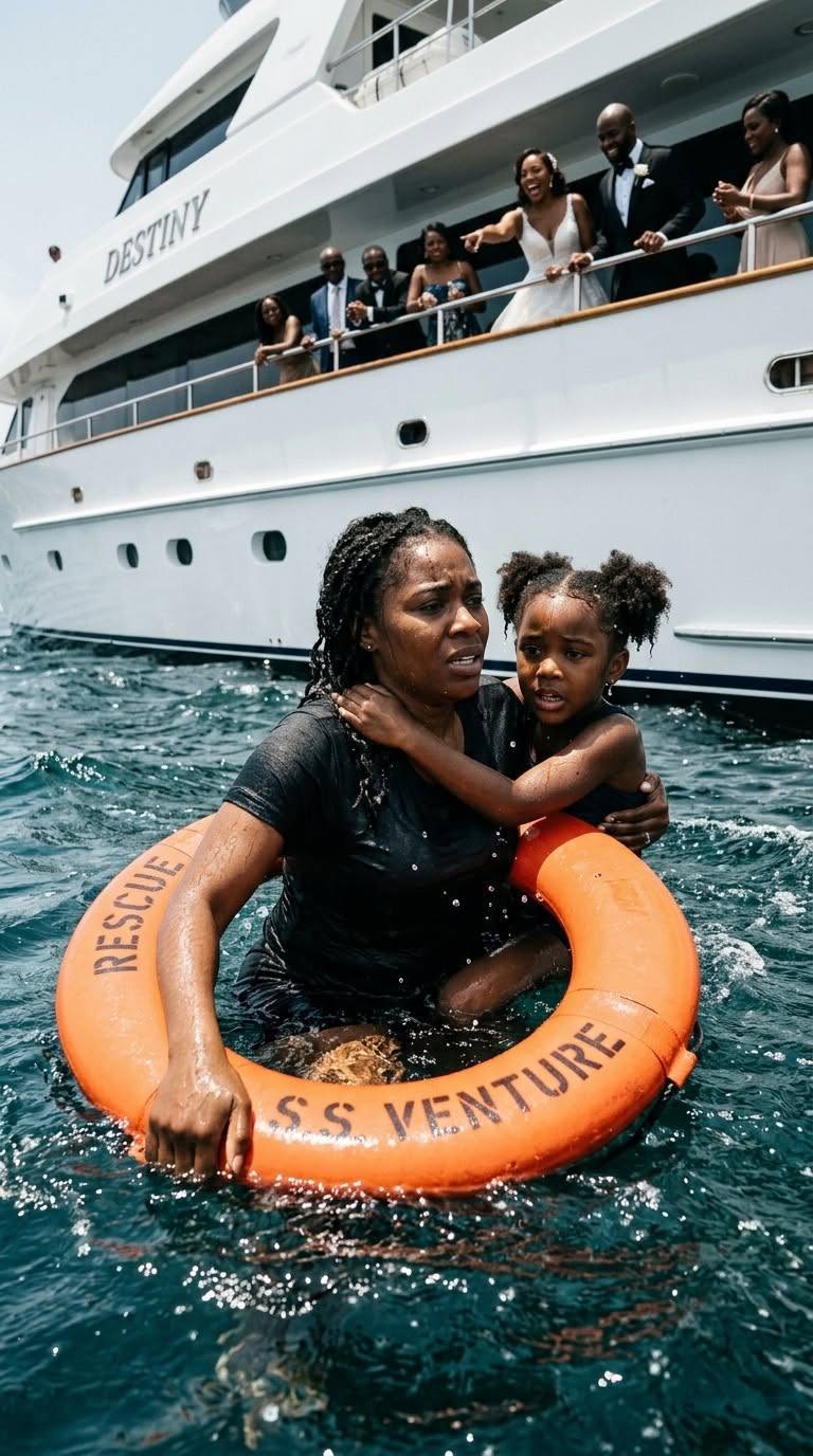 At my sister’s wedding, my mom shoved me and my orphan daughter into the freezing harbor. “Your sister married a CEO, you only bring shame!” she sneered as 100 guests laughed. My dad roared, “Know your place!” But their laughter died when a massive megayacht docked, and the billionaire stepping off said…