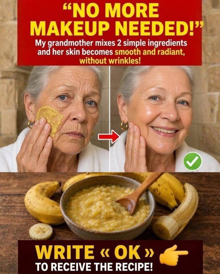 You’ll never need makeup again! My grandmother mixed two ingredients and her skin is as clear as glass, without a single wrinkle