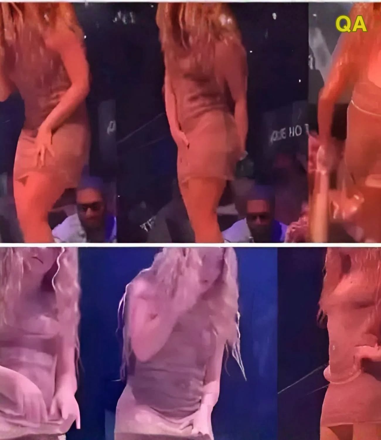 F. Shakira quickly exits stage after fan seemingly films up her dress