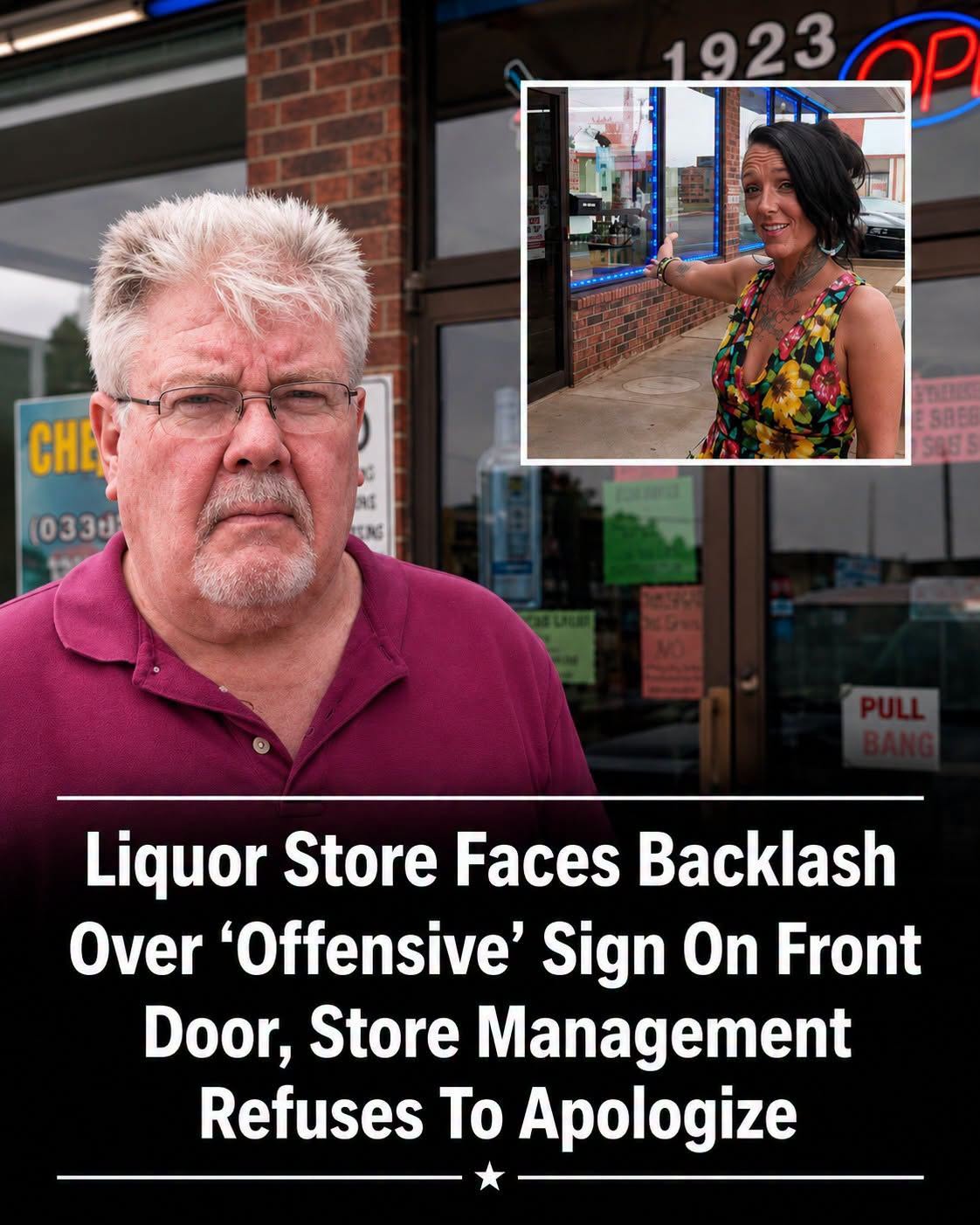 Oklahoma Liquor Store Draws Attention After Controversial Front Door Sign Sparks Debate