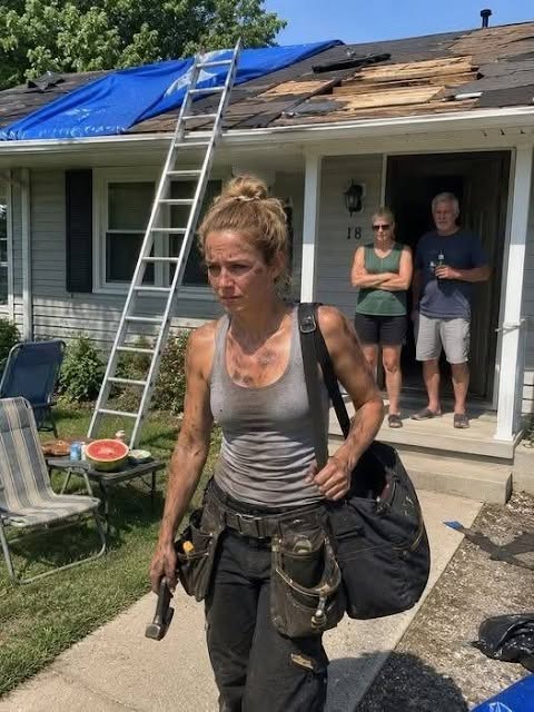My parents claimed they were too broke to hire a roofer, so I climbed onto their scorching July roof and worked for free while they relaxed in lawn chairs, ate cherries, and filmed me like I was part of a joke. Dad grinned and said, “Don’t be so sensitive. Everyone knows we’re kidding.” I kept working anyway—until I stepped into their air-conditioned kitchen, saw the first-class European vacation already booked on the table, and quietly packed my tools before the storm ever reached their bedroom ceiling. By the end of the first day, the back of my neck felt burned raw. My palms were covered in blisters. My shoulders shook from exhaustion. Every bundle of shingles felt heavier than the one before it. Still, I continued repeating the same belief I had carried for most of my life. They need me. That had always been my role in the family. Audrey could repair it. Carry it. Pay for it. Then apologize afterward for being difficult. So when my parents told me they could not afford to hire anyone to replace the roof, I believed them. I measured the slope, calculated the materials, and contacted a contractor friend. He estimated that the labor alone would cost approximately twelve thousand dollars. Dad whistled. “Thank God we raised a daughter who knows how to use a ladder.” Mom smiled. “This is why having intelligent children eventually pays off.” In my family, being capable had never meant being appreciated. It meant being useful. I arrived before seven the next morning. I unloaded my tools, stacked the shingles, and climbed onto the roof while the July heat steadily rose over the neighborhood. My parents sat on the porch drinking coffee. Then Dad raised his phone. At first, I assumed he was documenting my progress. Instead, he recorded me struggling up the ladder, stopping to catch my breath, and slipping onto one knee before managing to steady myself. When I climbed down for water, dizzy and covered in dust, he waved the phone toward me. “This is excellent content.” Mom laughed. “Maybe this will finally make you famous.” I asked Dad to hold the ladder steady. He took another sip of tea. “I don’t want to get in your way.” That evening, I heard the sound of my own voice coming from the living-room television. Dad had shared the recording with the entire family. On the screen, I looked exhausted and sunburned beneath a heavy bundle of shingles. The caption mocked me for desperately trying to prove that I was useful. My uncle responded with a meme. My sister posted a cruel comment. My cousins added laughing reactions. When Dad noticed me standing in the doorway, he only smiled. “Don’t be so sensitive. Everybody knows we’re joking.” Something inside me became quiet. Not broken. Locked. I returned to the roof the following morning because sometimes the body keeps obeying old rules long after the heart has finally understood the truth. Later, I climbed down for water and noticed several papers spread across the kitchen table. Paris. Florence. Nice. Barcelona. First-class airline tickets. Private transportation. A luxury hotel suite. Six weeks traveling across Europe. Everything had already been purchased. They had money. They simply wanted the roof too. Dad noticed me studying the itinerary. “Your mother found an incredible fare departing from JFK,” he said. “You can still travel comfortably when you know where to look.” “You told me you could not afford the roofing labor.” Mom smiled as though I had misunderstood something obvious. “We could not afford both.” The truth rested between the fruit bowl and the travel documents. They had never needed me to rescue them. They expected me to serve them. I returned to the roof with trembling hands. The following afternoon, I looked through the kitchen window and saw them sitting comfortably beneath the air conditioning, eating watermelon while replaying the video. Dad imitated the way I had climbed the ladder. Mom laughed so hard that she had to sit down. That was when I climbed off the roof. I packed the nail gun. Coiled the air hose. Then covered the exposed section with the tarp I had brought to protect it overnight. Afterward, I walked into the kitchen. “I need to leave. There is a family emergency.” Dad smirked. “Try not to leave us with a cliffhanger.” I did not answer. I loaded my equipment into the truck and drove away. Three nights later, the storm arrived. And at exactly 12:17 a.m., my phone began vibrating…..“The rest of this story is in the first comment 👇👇👇👇”