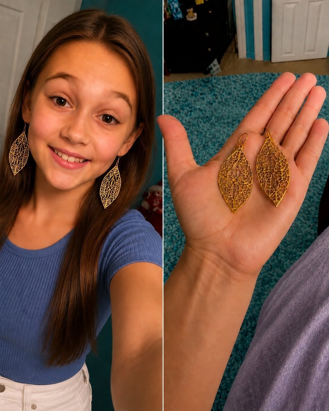 I FOUND MY MISSING DAUGHTER’S EARRINGS AT A FLEA MARKET — THE NEXT MORNING, AN OFFICER CAME TO MY DOOR AND SAID ONE SENTENCE ABOUT MY HUSBAND THAT NEARLY KNOCKED ME TO THE FLOOR. My daughter, Hannah, got those earrings for her eleventh birthday. My husband, Rick, had designed them himself. There wasn’t another pair like them anywhere. “I’ll never take them off, Mom,” Hannah whispered. Three weeks later, she disappeared. She vanished while walking home from piano practice. The police searched for YEARS. There were endless theories: kidnapping, getting lost somewhere in the city, even memory loss. But Hannah was never found. Eventually, the case went cold. “We’re destroying ourselves,” Rick said every time I talked about reopening the search. “Some doors have to stay closed.” I tried to live with that. But somewhere deep inside, I always believed I would find Hannah someday. A mother’s instinct — call it whatever you want. Years went by. Then one day, while walking through town, I suddenly spotted HER EARRINGS at a flea market. I recognized every tiny scratch on them. My knees almost gave out. “How did these end up here?” I asked the woman behind the table. She shrugged. “Box of estate things. Don’t know whose.” My hands were trembling so badly I nearly dropped them. When I took the earrings home, Rick’s face turned white. Then red. “Why would you bring those into this house?” he shouted. I froze. “Because they were Hannah’s!” He gripped the edge of the kitchen counter so tightly his knuckles looked like bone. “Throw them away! HANNAH IS DEAD!” But Hannah was MISSING, not dead. That night, I slept in another room and cried until morning, holding her earrings tightly in my hands. Then a knock at the door woke me. Two officers were standing on my porch. “Mrs. Rhodes?” one asked gently. My heart jumped into my throat. “Yes?” He glanced past me toward the hallway, where my husband stood barefoot in his old robe. “This is about the earrings you found yesterday,” the officer said, “and YOUR DAUGHTER.” My breath caught. “You found Hannah?” He didn’t respond. Instead, his gaze remained fixed on my husband. “Ma’am,” he said quietly, “it’s time you hear what your husband has really been hiding FOR THESE 10 YEARS.”I FOUND MY MISSING DAUGHTER’S EARRINGS AT A FLEA MARKET — THE NEXT MORNING, AN OFFICER CAME TO MY DOOR AND SAID ONE SENTENCE ABOUT MY HUSBAND THAT NEARLY KNOCKED ME TO THE FLOOR. My daughter, Hannah, got those earrings for her eleventh birthday. My husband, Rick, had designed them himself. There wasn’t another pair like them anywhere. “I’ll never take them off, Mom,” Hannah whispered. Three weeks later, she disappeared. She vanished while walking home from piano practice. The police searched for YEARS. There were endless theories: kidnapping, getting lost somewhere in the city, even memory loss. But Hannah was never found. Eventually, the case went cold. “We’re destroying ourselves,” Rick said every time I talked about reopening the search. “Some doors have to stay closed.” I tried to live with that. But somewhere deep inside, I always believed I would find Hannah someday. A mother’s instinct — call it whatever you want. Years went by. Then one day, while walking through town, I suddenly spotted HER EARRINGS at a flea market. I recognized every tiny scratch on them. My knees almost gave out. “How did these end up here?” I asked the woman behind the table. She shrugged. “Box of estate things. Don’t know whose.” My hands were trembling so badly I nearly dropped them. When I took the earrings home, Rick’s face turned white. Then red. “Why would you bring those into this house?” he shouted. I froze. “Because they were Hannah’s!” He gripped the edge of the kitchen counter so tightly his knuckles looked like bone. “Throw them away! HANNAH IS DEAD!” But Hannah was MISSING, not dead. That night, I slept in another room and cried until morning, holding her earrings tightly in my hands. Then a knock at the door woke me. Two officers were standing on my porch. “Mrs. Rhodes?” one asked gently. My heart jumped into my throat. “Yes?” He glanced past me toward the hallway, where my husband stood barefoot in his old robe. “This is about the earrings you found yesterday,” the officer said, “and YOUR DAUGHTER.” My breath caught. “You found Hannah?” He didn’t respond. Instead, his gaze remained fixed on my husband. “Ma’am,” he said quietly, “it’s time you hear what your husband has really been hiding FOR THESE 10 YEARS.”