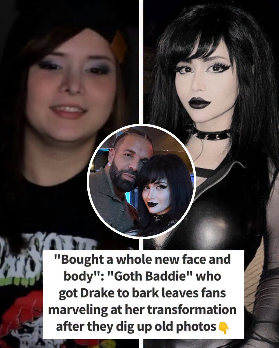Fans dig up photos of Drake’s date before ‘goth baddie’ transforms and makes rapper bark