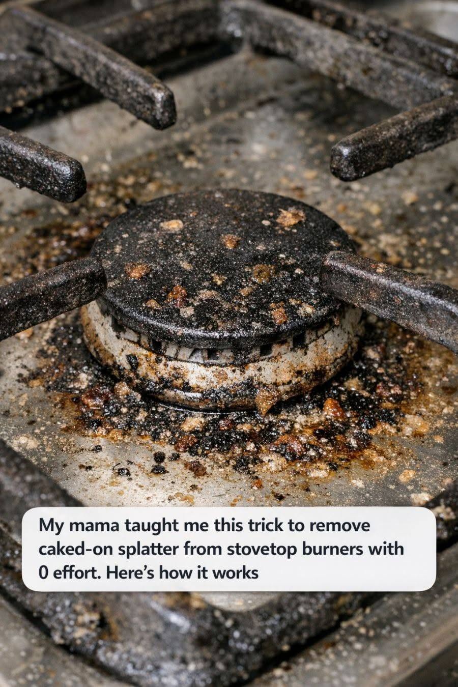 My mama taught me this trick to remove caked-on splatter from stovetop burners with 0 effort. Here’s how it works. Full article 👇 💬