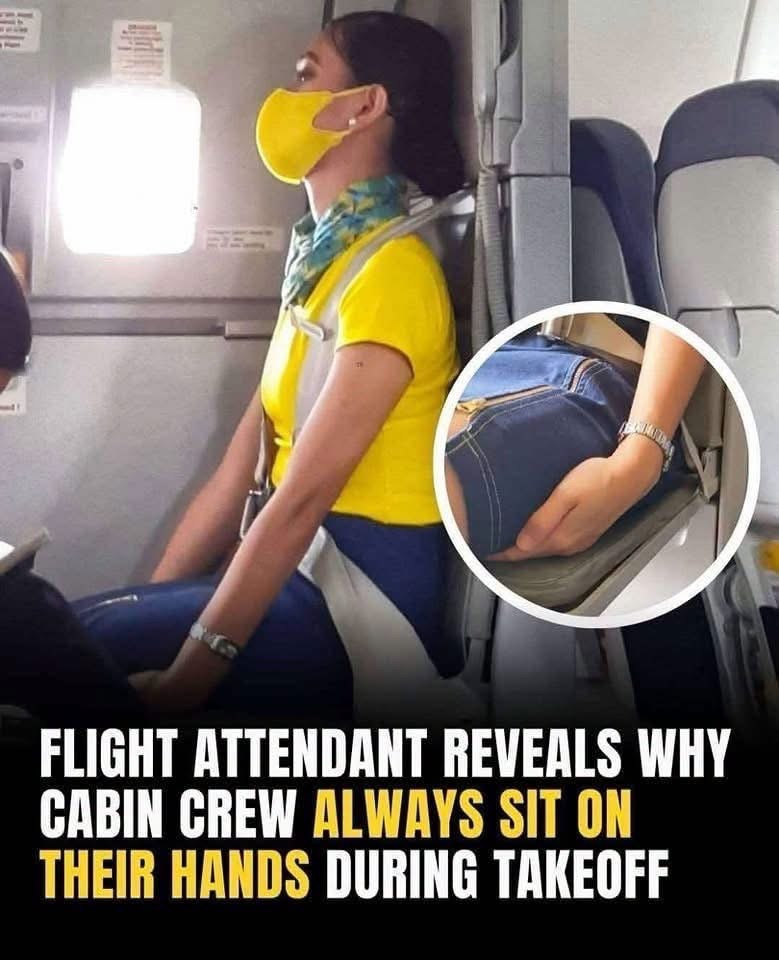 The Terrifying Truth Behind What Flight Attendants Do With Their Hands During Takeoff